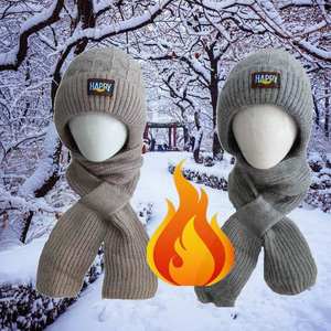 Hiver Logo personnalisé Protection intégrée des oreilles Casquette coupe-vent <span class=keywords><strong>Echarpe</strong></span> d'hiver en laine Mohair <span class=keywords><strong>Bonnet</strong></span> <span class=keywords><strong>Echarpe</strong></span> pour femmes - Product Image 2