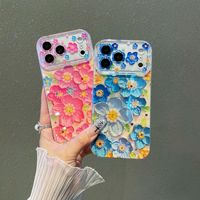 Coque de téléphone transparente à motif floral pailleté pour iPhone 18 17 16 15 14 Pro Max, en TPU et époxy IMD, avec protection intégrale de l'appareil photo
