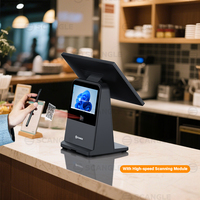Terminal de point de vente (PDV) double écran Scangle Windows 11 OS avec écran VFD et scanner 2D pour petites entreprises