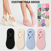 Chaussettes de sport antidérapantes pour femme à bretelles croisées, pour ballet, yoga, barre, pilates, avec logo de marque de luxe, tendance, personnalisables