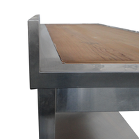 Chine Usine En Gros 304/201 Table De Travail Commerciale En Acier Inoxydable 2 Couches Table De Travail De Laboratoire Avec En Bois