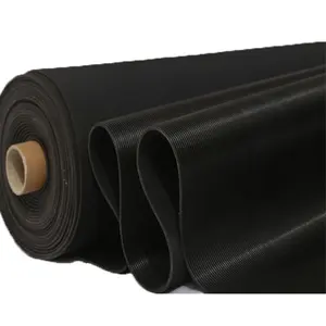 易于清洁的薄带凹槽黑色防滑细肋橡胶地板垫