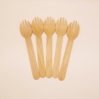 Cuillères-fourchettes jetables en bois pour aliments chauds, vaisselle écologique pour pique-nique, fête, restaurant