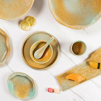 Assiettes en céramique – Ensemble de vaisselle en grès pour mariage, restaurant, collations, desserts, bœuf, steak, pâtes