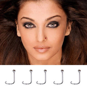 Venta al por mayor: Piercings de titanio ASTM F136 de grado implante para nariz, tornillos redondos de 20G con circonita cúbica engastada, joyería para perforaciones de nariz, 10 colores - Product Image 3