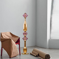 Plancher en verre de fer LED de luxe moderne petit cristal E27 hauteur réglable lumière blanche froide pour hôtel salon décoratif