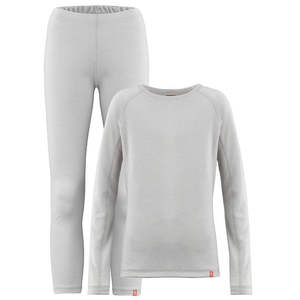 Set di biancheria intima termica per bambini lanosa morbida lana Merino grigio età 2-12yo - Product Image 2