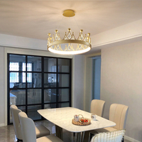 Lampe nordique de luxe cristal/acrylique lustre Simple moderne Led couronne princesse chambre fille plafonnier suspendu
