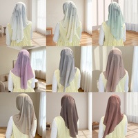 Nouveau design – Voile en mousseline de couleur unie avec strass, style queue d'hirondelle, patchwork de cristaux, en lin doux, hijab pratique, foulard.