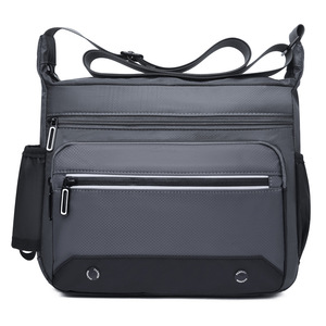 New Unisex Casual Water-Repellent Shoulder Bags Multi-Pocket Crossbody Bags with Logo Decoration Fashionable Microfiber - Product Image 1