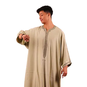 Erkekler için fas Kaftan lüks Kaftan elbise yaz uzun elbise Kaftan artı boyutu müslüman uzun elbise erkekler
