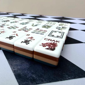 Mahjong de Lujo Ligero, Estilo Retro Nacional, Personalizado, con Ilustraciones de Flores y Pájaros en Azul Oscuro, Fichas de Mahjong Acrílicas Americanas - Product Image 6