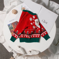 Kunden spezifische Kinder kleidung Neugeborenes Baby-Weihnachtsmann-Muster Gestrickte Langarm-Hoodies Süße Weihnachts pullover für Mädchen