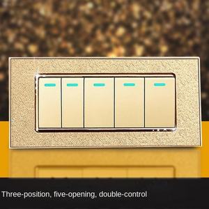 Interrupteur mural électrique à bouton-poussoir, design 2 groupes 1 canal, plaqué or acrylique, norme américaine, 2 groupes 2 pôles, homologué CE CB. - Product Image 4