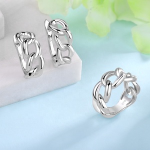 Nhẫn dây xích kiểu Cuba bạc Ý 925 xu hướng 2024, thiết kế độc đáo, bạc trơn, trang sức hiện đại dành cho nam và nữ - Product Image 6