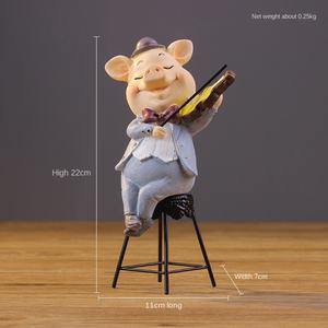 Musique Cochon Festif Décorations chinoises en résine Décorations pour la maison pour l'entrée du salon et le bureau Idées cadeaux d'ouverture de Noël - Product Image 6