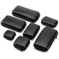Boîte de rangement rigide étanche et antichoc en EVA noir 3-en-1 pour disque dur, câble de données, écouteurs, sac de protection réfléchissant