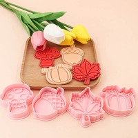 Automne récolte série plastique 2 pièces emporte-pièces citrouille feuille d'érable 3D dessin animé bricolage argile imprimé Biscuits