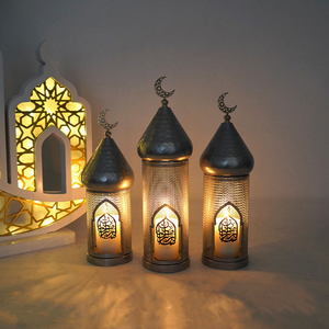 Décoration de bureau Ramadan Sliver, bougeoir creux à vent, cadeaux de <span class=keywords><strong>famille</strong></span>, lanterne Ramadan, bougeoirs décoratifs - Product Image 2