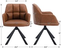 Chaise de travail moderne pour ordinateur Chaise d'appoint pivotante sans roues Chaise avec accoudoirs à mi-dossier Chaise de salon Chambre à coucher Bureau à domicile Métal