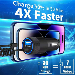 <span class=keywords><strong>Chargeur</strong></span> de voiture USB <span class=keywords><strong>30W</strong></span> avec USB-C 18W et USB-A 12W compatible avec <span class=keywords><strong>iPhone</strong></span> 16/15/14/13/12/<span class=keywords><strong>11</strong></span>/X et Samsung pour téléphones mobiles - Product Image 3
