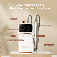 Perceuse à ongles électrique professionnelle 45000 tr/min lime à ongles Rechargeable avec 6 pièces forets à ongles pour salon usage domestique