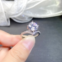 Factory Wholesale Custom 925 Sterling Silver Moissanite Crown Ring Simple Fashion Wedding Engagement Anniversary Gift for Women