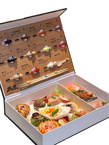 Venta al por mayor personalizar para llevar papel de cartón desechable comida Bento almuerzo caja de <span class=keywords><strong>sushi</strong></span> con compartimentos - Product Image 3