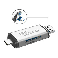Lector de tarjetas múltiple 4 en 1, adaptador MicroUSB tipo C USB3.0, OTG inteligente para lectura de tarjetas TF/SD, aleación de aluminio externa