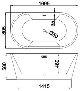 อ่างอาบน้ำอะคริลิคทรงรีตั้งอิสระ67 "สำหรับบ้านที่อยู่อาศัย - Product Image 6