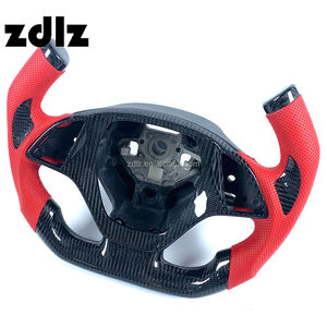 Volant personnalisé en cuir perforé <span class=keywords><strong>rouge</strong></span> et fibre de carbone pour <span class=keywords><strong>Corvette</strong></span> C7 2014 2015 2016 2017 2018 2019 2020 <span class=keywords><strong>2021</strong></span> - Product Image 3