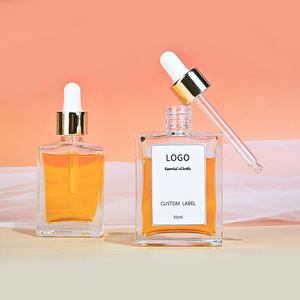 30ml 50ml phẳng hình chữ nhật vuông rõ ràng thủy tinh tinh dầu Huyết thanh Chai nhỏ giọt với vàng đầu ống nhỏ giọt và tùy chỉnh hộp đóng gói - Product Image 4