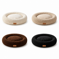 Lit orthopédique pour chien et chat en velours côtelé, avec rebord surélevé, garnissage ultra-doux en peluche, housse amovible et lavable, antidérapant, multicolore, OEM, vente en gros pour animaux de compagnie