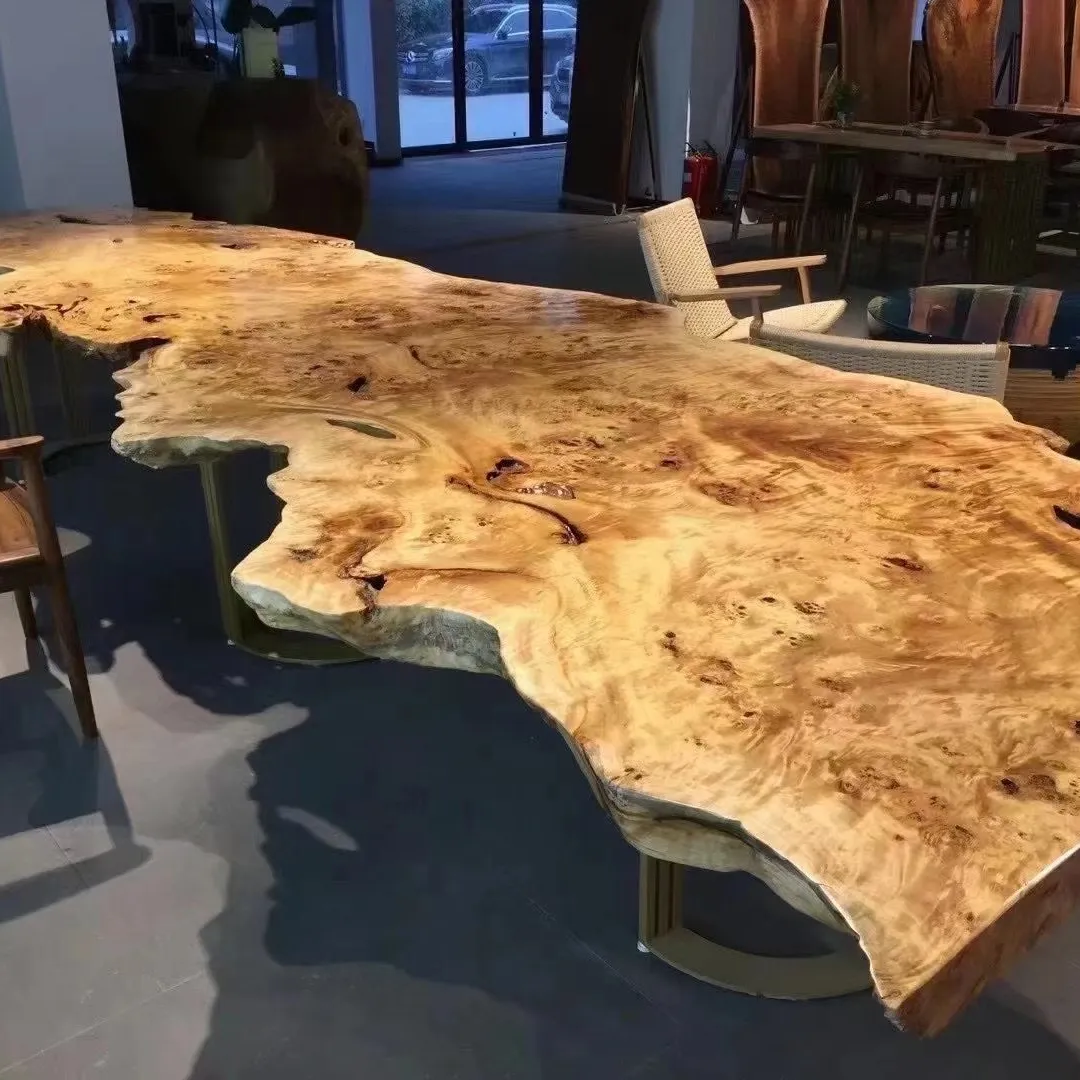 ideal more design restaurant dining square solid wood slab live edge table top