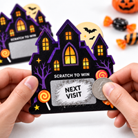 Cartes à gratter amusantes pour Halloween, anti-transparence, en papier épais, forme et taille personnalisées, pour révélation de prix de jeu