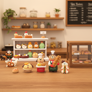 Miniatures en résine Kawaii Anime Chat Chien Pain, Ornements Mignons Scène de Boulangerie, Décoration Créative de Bureau de Noël et Cadeau pour les Amoureux des Chats - Product Image 3