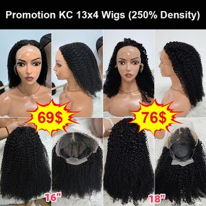 Letsfly Promotion 69$ Perruques Bob Courtes Bouclées Kinky Curly 16 pouces 13X4 Lace Frontale Complète 100% Cheveux Humains 180 grammes 200% Densité 10A Vente en Gros - Product Image 2