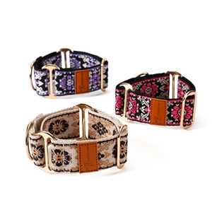 Nuevo Collar para Perro Martingale de Poliéster Ajustable, Estilo Nacional, Antiexplosión, con Diseño Floral y Patrón de Galgo Blanco - Product Image 2