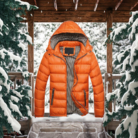 Veste matelassée à capuche pour homme, col montant, coupe-vent, fermeture éclair, coupe classique