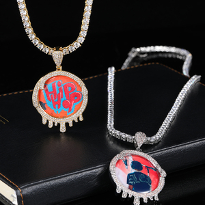 Pendentif personnalisé Hip Hop avec photo, zircone cubique 3A, plaqué or et argent, pendentifs de charme, <span class=keywords><strong>collier</strong></span> avec photo souvenir - Product Image 2