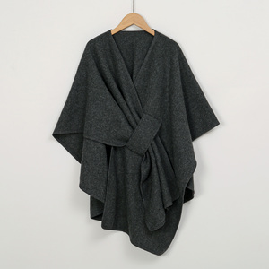 Women Knitted <strong>Wool</strong> Cardigan Coat Ladies Elegant Loose Cape Shawl Solid Color Half Sleeve Poncho Women's Warm Shawl <strong>Wrap</strong> - Product Image 3