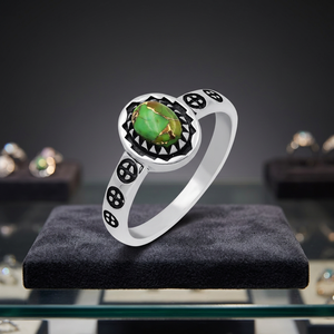 Gourik Oval <b>Green</b> Copper Turquoise 925 Sterling Silver <b>Ring</b> Handmade Vintage Luxury Gemstone Jewelry Unisex Children's Everyday - Product Image 5