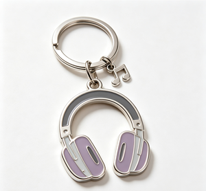 Metal Headphone Key Chain Enamel Purple Silver <b>Keyring</b> Music Note Pendant Gift Accessory - Product Image 3