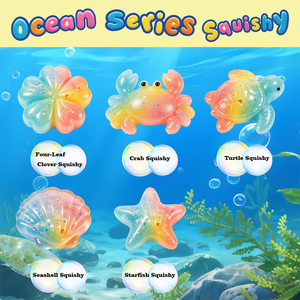 Colección de Animales Marinos Blandos: Estrella de Mar, Tortuga, Cangrejo, Concha, Juguetes Sensoriales para Aliviar el Estrés - Product Image 5