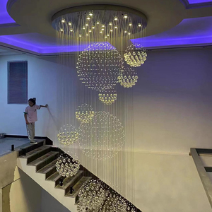 Altura ajustável Grande Bola De Cristal Lustre Giratório Escadaria Luz para Sala Lobby Hotel Duplex Edifícios - Product Image 6