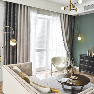 Advanced Elegent <strong>Grey</strong> Blackout <strong>Crush</strong> <strong>Velvet</strong> Tassel Trimming <strong>Curtains</strong> - Product Image 3