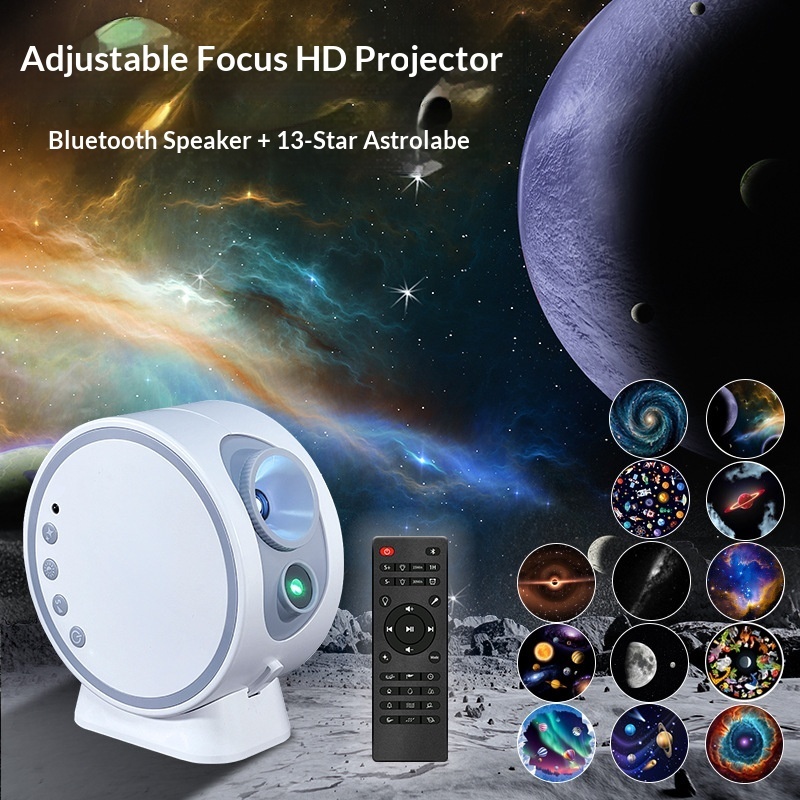 HD Laser Starry Sky Projector Night Light with Bluetooth Speaker White Noise Timer Remote Control Bedroom Atmosphere Lamp
