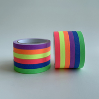 Ruban adhésif néon à picots, lot de 6 - 2,5 cm x 27,4 m, coloré, fluorescent, mat, résistant aux UV, sans résidus, facile à déchirer, pour marquage