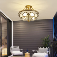 Lustre LED en forme d'étoile en cuivre pour entrée, hall de villa, couloir, balcon, éclairage de plafond - IP65, éclairage extérieur encastré