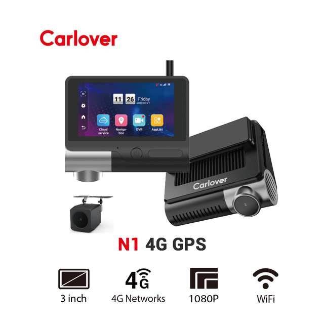 Carlover 4G LTE AI Dashcam Video Recorder with Dual Lens Remote Access Loop Recording G-Sensor 1 Year Warranty